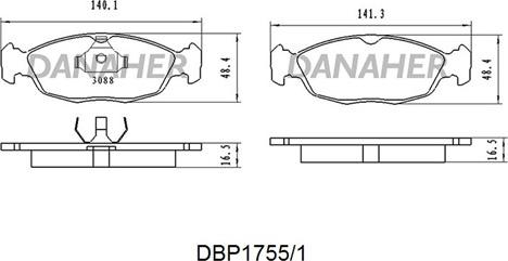 Danaher DBP1755/1 - Kit de plaquettes de frein, frein à disque cwaw.fr