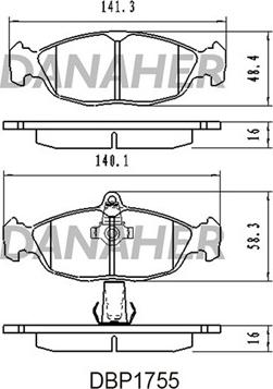 Danaher DBP1755 - Kit de plaquettes de frein, frein à disque cwaw.fr