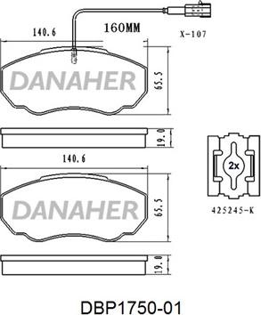 Danaher DBP1750-01 - Kit de plaquettes de frein, frein à disque cwaw.fr