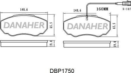 Danaher DBP1750 - Kit de plaquettes de frein, frein à disque cwaw.fr