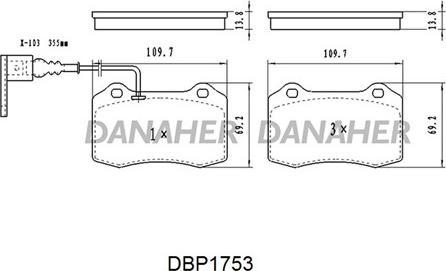 Danaher DBP1753 - Kit de plaquettes de frein, frein à disque cwaw.fr