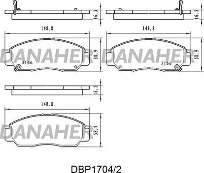 Danaher DBP1704/2 - Kit de plaquettes de frein, frein à disque cwaw.fr