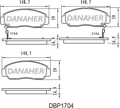 Danaher DBP1704 - Kit de plaquettes de frein, frein à disque cwaw.fr