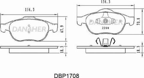 Danaher DBP1708 - Kit de plaquettes de frein, frein à disque cwaw.fr