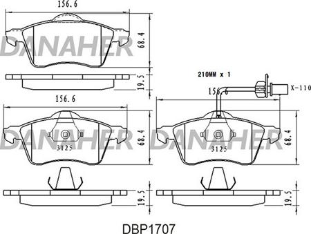 Danaher DBP1707 - Kit de plaquettes de frein, frein à disque cwaw.fr