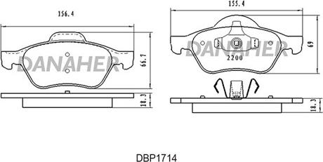 Danaher DBP1714 - Kit de plaquettes de frein, frein à disque cwaw.fr