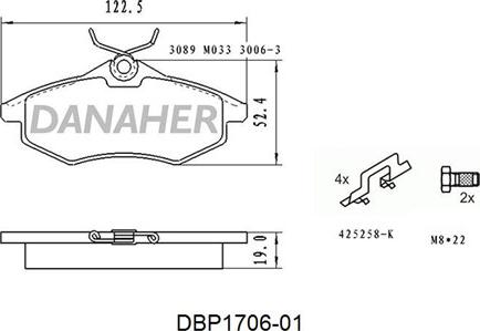 Danaher DBP1716-01 - Kit de plaquettes de frein, frein à disque cwaw.fr