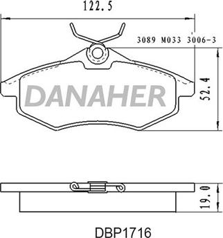 Danaher DBP1716 - Kit de plaquettes de frein, frein à disque cwaw.fr