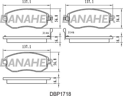 Danaher DBP1718 - Kit de plaquettes de frein, frein à disque cwaw.fr