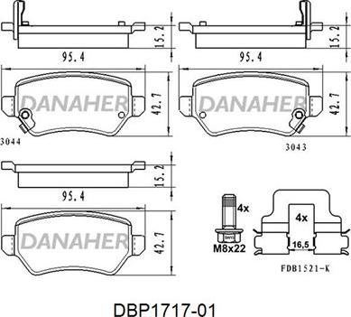 Danaher DBP1717-01 - Kit de plaquettes de frein, frein à disque cwaw.fr