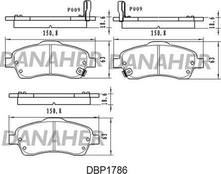 Danaher DBP1786 - Kit de plaquettes de frein, frein à disque cwaw.fr