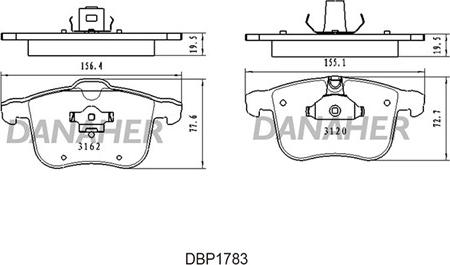 Danaher DBP1783 - Kit de plaquettes de frein, frein à disque cwaw.fr