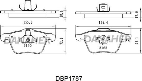 Danaher DBP1787 - Kit de plaquettes de frein, frein à disque cwaw.fr