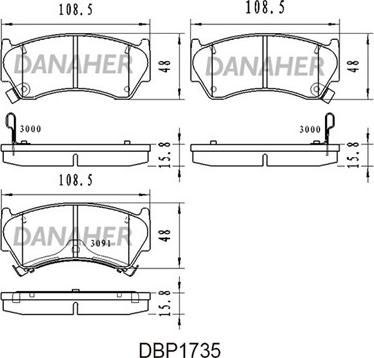 Danaher DBP1735 - Kit de plaquettes de frein, frein à disque cwaw.fr