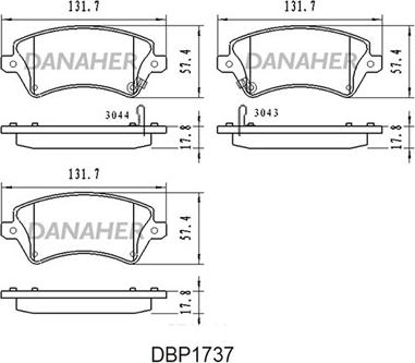 Danaher DBP1737 - Kit de plaquettes de frein, frein à disque cwaw.fr