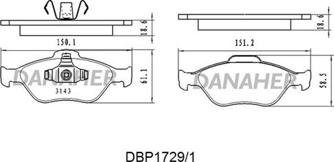 Danaher DBP1729/1 - Kit de plaquettes de frein, frein à disque cwaw.fr