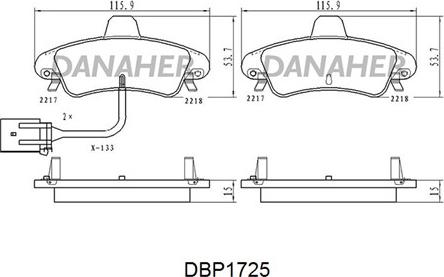 Danaher DBP1725 - Kit de plaquettes de frein, frein à disque cwaw.fr