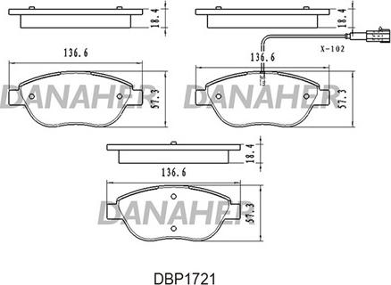 Danaher DBP1721 - Kit de plaquettes de frein, frein à disque cwaw.fr