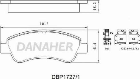 Danaher DBP1727/1 - Kit de plaquettes de frein, frein à disque cwaw.fr