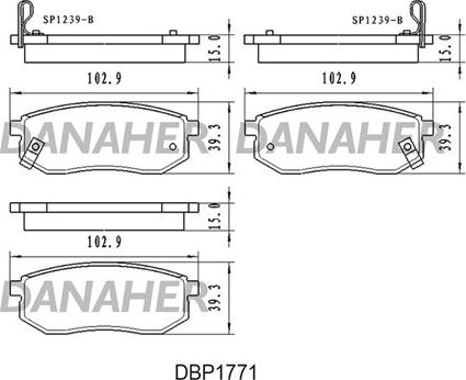 Danaher DBP1771 - Kit de plaquettes de frein, frein à disque cwaw.fr