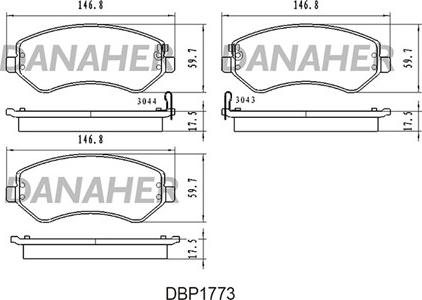 Danaher DBP1773 - Kit de plaquettes de frein, frein à disque cwaw.fr