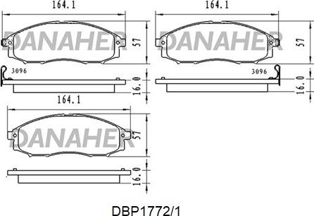 Danaher DBP1772/1 - Kit de plaquettes de frein, frein à disque cwaw.fr