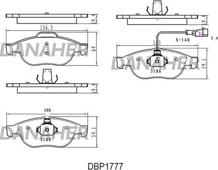 Danaher DBP1777 - Kit de plaquettes de frein, frein à disque cwaw.fr