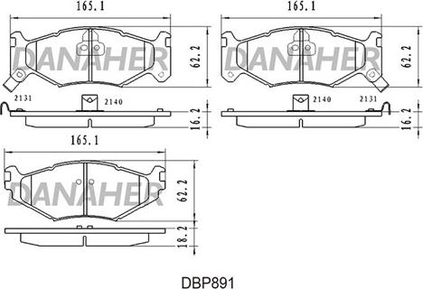 Danaher DBP891 - Kit de plaquettes de frein, frein à disque cwaw.fr