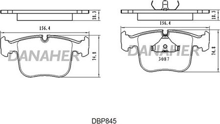 Danaher DBP845 - Kit de plaquettes de frein, frein à disque cwaw.fr