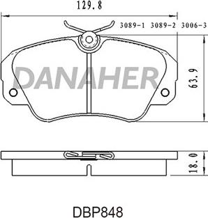 Danaher DBP848 - Kit de plaquettes de frein, frein à disque cwaw.fr