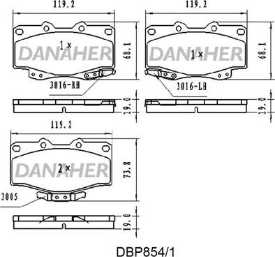 Danaher DBP854/1 - Kit de plaquettes de frein, frein à disque cwaw.fr