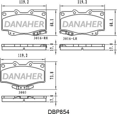 Danaher DBP854 - Kit de plaquettes de frein, frein à disque cwaw.fr