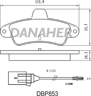 Danaher DBP853 - Kit de plaquettes de frein, frein à disque cwaw.fr