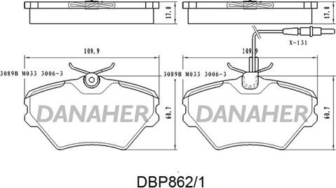 Danaher DBP862/1 - Kit de plaquettes de frein, frein à disque cwaw.fr