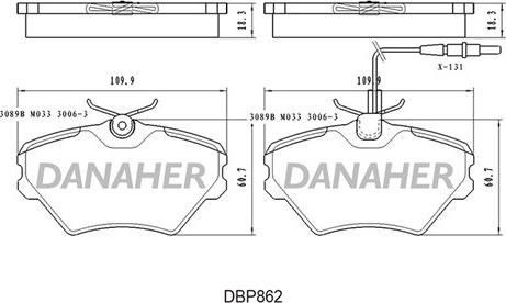 Danaher DBP862 - Kit de plaquettes de frein, frein à disque cwaw.fr