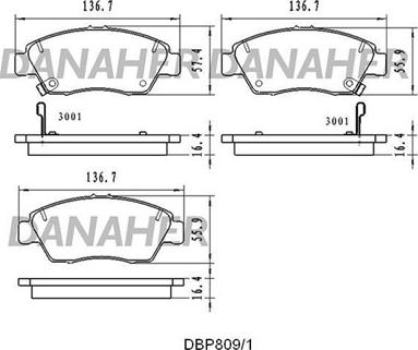 Danaher DBP809/1 - Kit de plaquettes de frein, frein à disque cwaw.fr