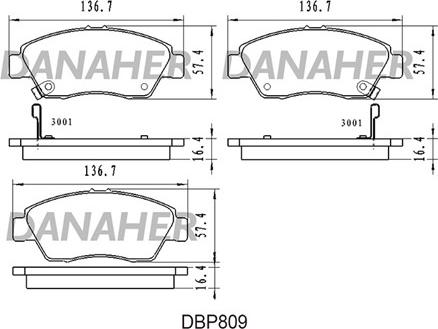 Danaher DBP809 - Kit de plaquettes de frein, frein à disque cwaw.fr