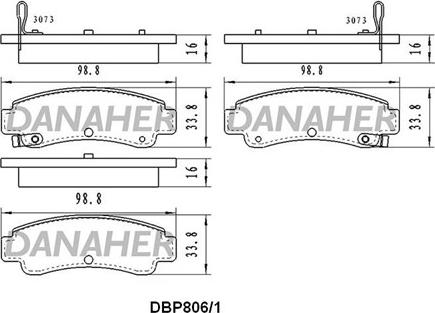 Danaher DBP806/1 - Kit de plaquettes de frein, frein à disque cwaw.fr