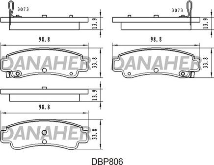 Danaher DBP806 - Kit de plaquettes de frein, frein à disque cwaw.fr