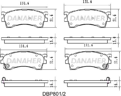 Danaher DBP801/2 - Kit de plaquettes de frein, frein à disque cwaw.fr