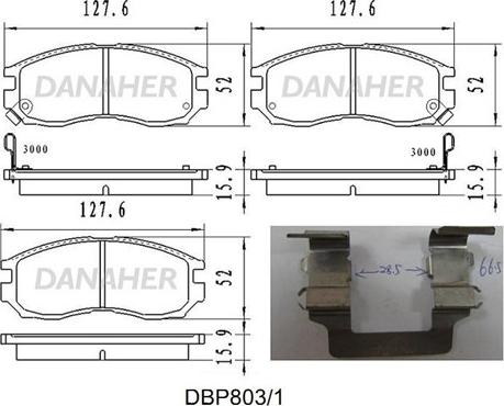 Danaher DBP803/1 - Kit de plaquettes de frein, frein à disque cwaw.fr