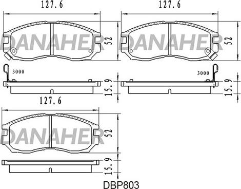 Danaher DBP803 - Kit de plaquettes de frein, frein à disque cwaw.fr