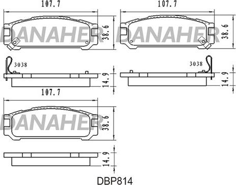 Danaher DBP814 - Kit de plaquettes de frein, frein à disque cwaw.fr