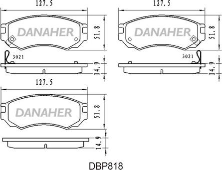 Danaher DBP818 - Kit de plaquettes de frein, frein à disque cwaw.fr