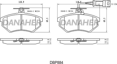 Danaher DBP884 - Kit de plaquettes de frein, frein à disque cwaw.fr