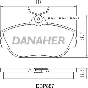 Danaher DBP887 - Kit de plaquettes de frein, frein à disque cwaw.fr