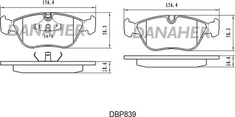 Danaher DBP839 - Kit de plaquettes de frein, frein à disque cwaw.fr