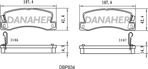 Danaher DBP834 - Kit de plaquettes de frein, frein à disque cwaw.fr