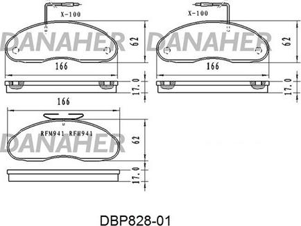 Danaher DBP828-01 - Kit de plaquettes de frein, frein à disque cwaw.fr