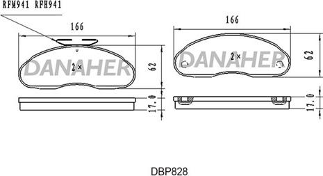 Danaher DBP828 - Kit de plaquettes de frein, frein à disque cwaw.fr